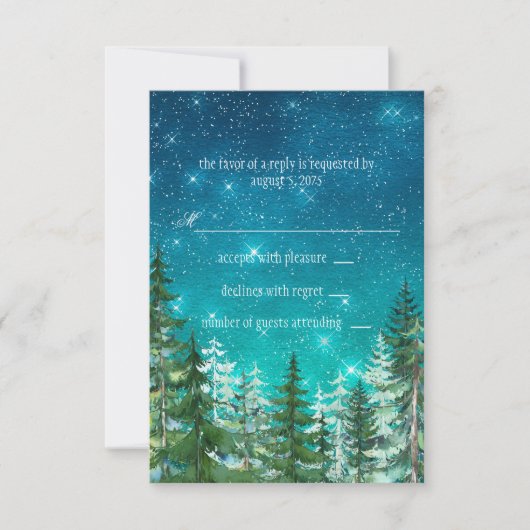 Star Light Night Forest Tree Wedding RSVP (Devant)