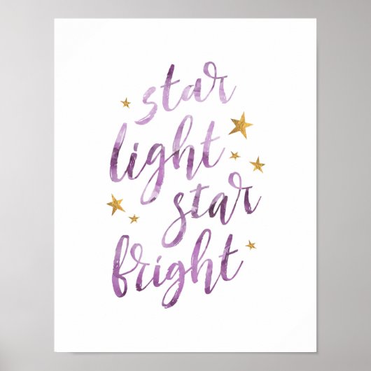 Star light star bright paars typografie poster (Voorkant)