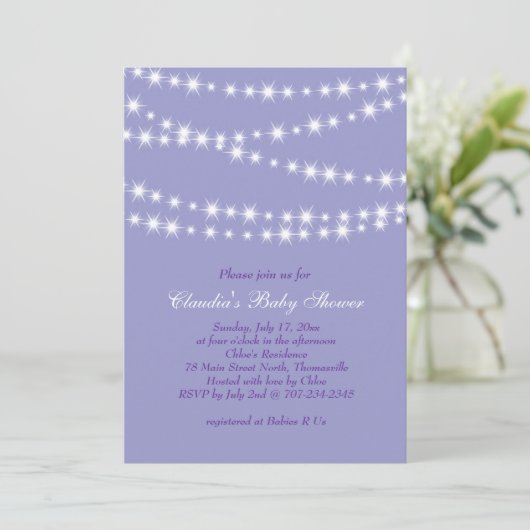 Star Lights Baby shower Uitnodiging (Staand voorkant)