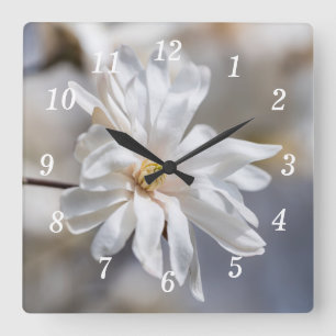 Star Magnolia Bloom Wandklok Vierkante Klok