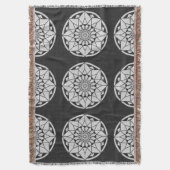 Star Mandala breit zwart & wit Deken (Voorkant Verticaal)