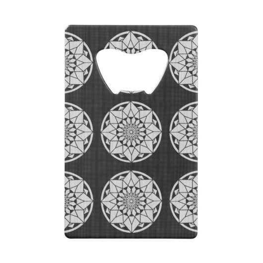 Star Mandala breit zwart & wit Kredietkaart Flessenopener (Voorkant)