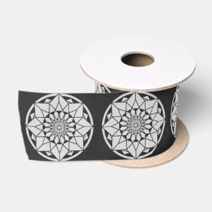 Star Mandala breit zwart & wit Lint