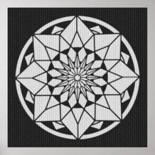 Star Mandala breit zwart & wit Poster