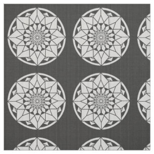Star Mandala breit zwart & wit Stof