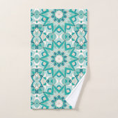 Star Mandala Motif, Aqua, Turquoise, Crème (Serviette à main)
