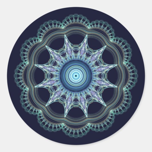 Star mandala ronde sticker (Voorkant)