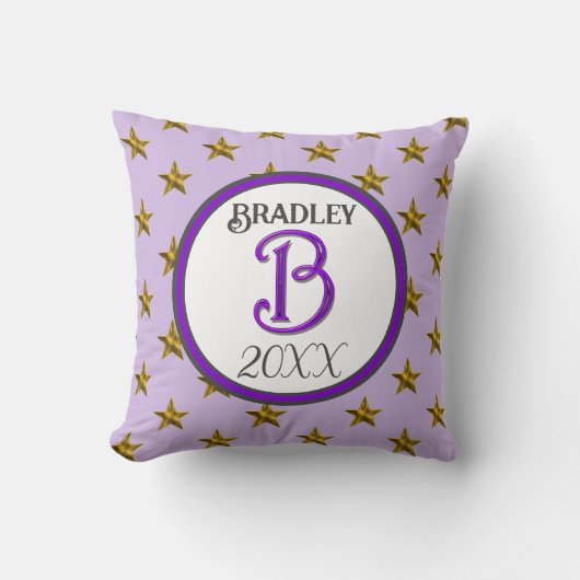 Star Monogram Initiaal Paarse Decor Keepsake Kussen (Voorkant)