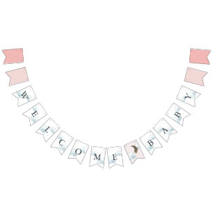 Star Moon & Cloud Welkom Baby Roze Bunting Vlaggen Vlaggetjes