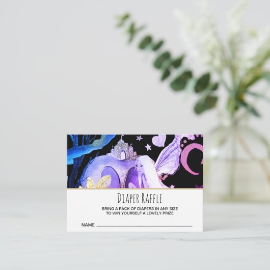 *~* Star Moon Fairy Tale Baby shower Diaper Raffle Informatiekaartje (Staand voorkant)