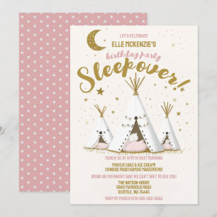 Star Night Boho Chic Teepee Sleepover Party Kaart