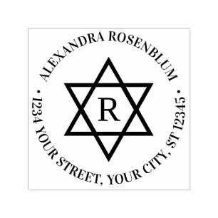 Star of David #4 Ronde Naam Initiaal Terugkeer Adr Zelfinktende Stempel