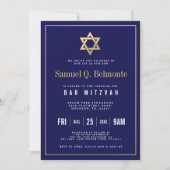 Star of David Bar Mitzvah Invitation de la marine  (Devant)