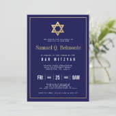 Star of David Bar Mitzvah Invitation de la marine  (Debout devant)