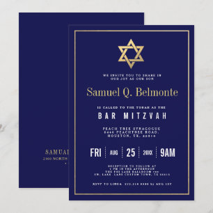 Star of David Bar Mitzvah Invitation de la marine 