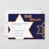 Star of David Bar Mitzvah Orange & Blue RSVP (Devant)