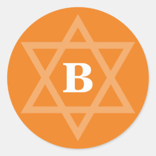 STAR OF DAVID cool vet initiaal sinaasappel Ronde Sticker