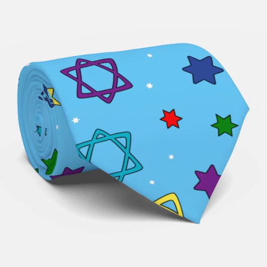 Star of David Cravate - Bleu clair (Roulé)