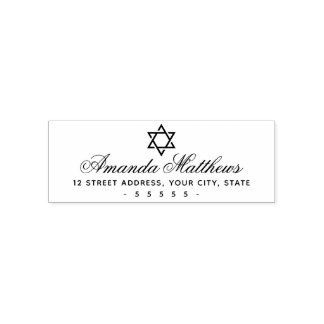 Star of David elegant script retour adres Zelfinktende Stempel