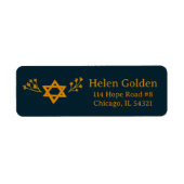 Star of David Floral Joodse terugkeer adres Etiket (Voorkant)