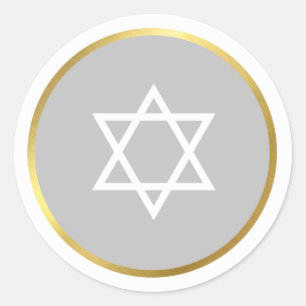 STAR OF DAVID Joodse vlek cirkel grijs Ronde Sticker