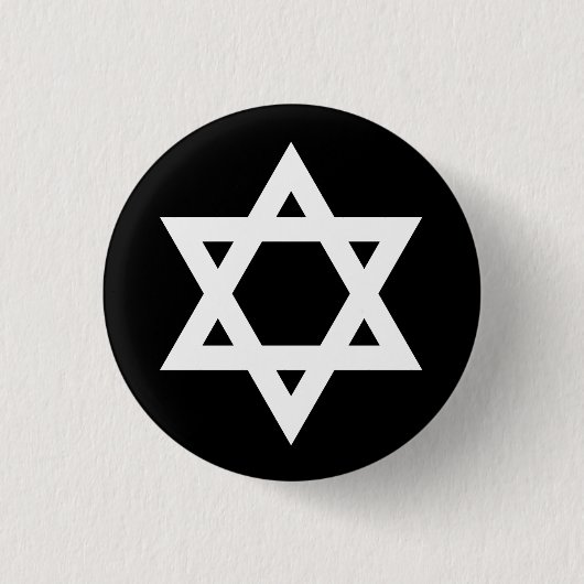 "STAR OF DAVID" RONDE BUTTON 3,2 CM (Voorkant)