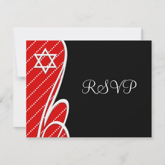 Star of David RSVP Kaarten Rode Stippen Zwart (Voorkant)