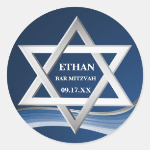 Star of David Steel Wave Bar Mitzvah Ronde Sticker