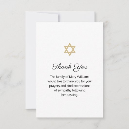 Star of David Uitvaart Religieuze Bloemen Dank u Bedankkaart (Voorkant)