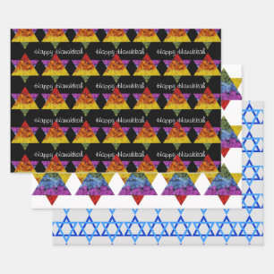 Star of David Wrapping Paper Flat Sheet Set van 3