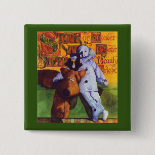STAR OF WONDER Square Pin Button / Groen