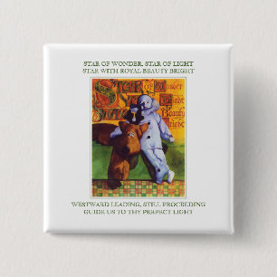 STAR OF WONDER Square Pin Button + Tekst