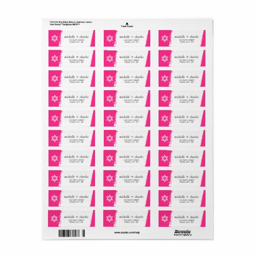 STAR OR DAVID stijlvolle penseelstreek helder heet Etiket (Full Sheet)