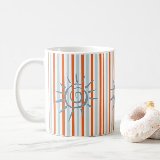 Star Orange Blue Stripe Mug (Avec donut)