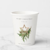 Star Ornament Pine Branch Fauna Merry Kerstmis Papieren Bekers (Voorkant)