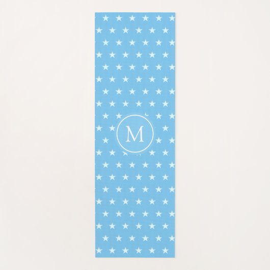 Star Pattern en Monogram op Turquoise Yoga Mat (Voorkant)