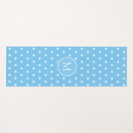 Star Pattern en Monogram op Turquoise Yoga Mat (Voorkant (horizontaal))