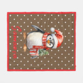 Star pattern penguin brown red name fleece deken (Voorkant (Horizontaal))