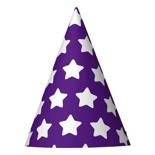 Star Patterned Paars Party Pet Feesthoedjes (Voorkant)