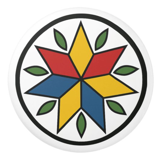 Star Pennsylvania Dutch Hex Sign Keramische Knop (Voorkant)