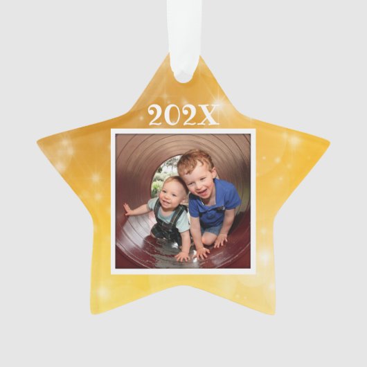 Star Photo Kinder Keepomwille Dated Kerstannament Ornament (voorkant)