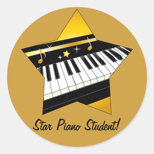 Star Piano Student Ronde Sticker (Voorkant)