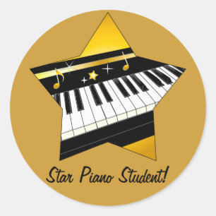 Star Piano Student Ronde Sticker