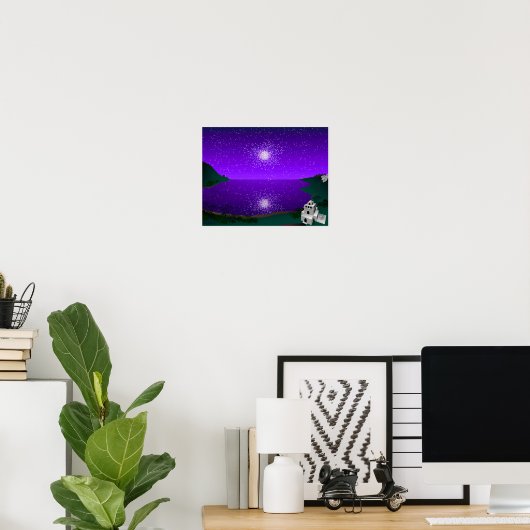 "Star Port" — Star Cluster over Alien-landschap Poster (Thuiskantoor)