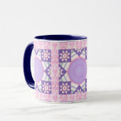 Star Quilt Carré Rose Art Mug Cup (Devant gauche)