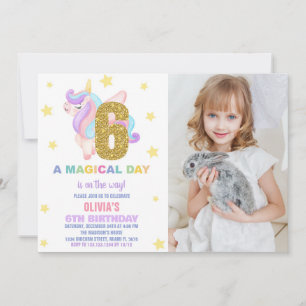 Star Rainbow Unicorn Anniversaire Invitations avec