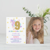 Star Rainbow Unicorn Anniversaire Invitations avec (Debout devant)