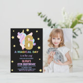 Star Rainbow Unicorn Anniversaire Invitations avec (Debout devant)