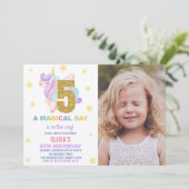 Star Rainbow Unicorn Anniversaire Invitations avec (Debout devant)