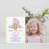 Star Rainbow Unicorn Anniversaire Invitations avec (Debout devant)